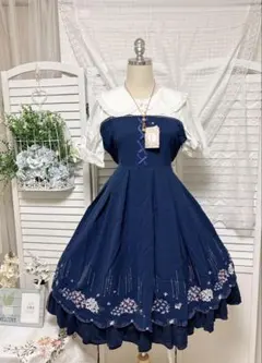 Amavel 紫陽花刺繍ワンピース ネイビーのサムネイル