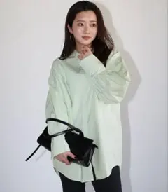 Bonjour Sagan ネックデザインブロードシャツ　ミント