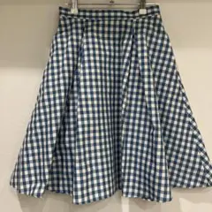 水色チェック　ふんわりフレアスカートのサムネイル