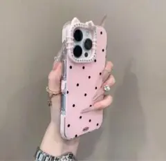 キティーちゃんデザイン ピンク水玉 iPhoneケース