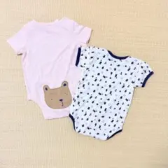 半袖ロンパース2枚セット　ピンク/くま柄　おまとめ　ベビー　インナー　80cmのサムネイル