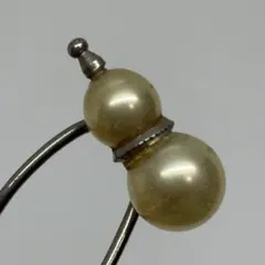 022507 ビンテージ　金工　瓢箪　2玉　パール　かんざし