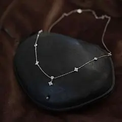 シルバー925 刻印有り フラワー 四葉のクローバー モチーフ ネックレス