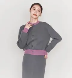 ＜ASTRAET＞バイカラークルーネックニットカーディガンのサムネイル