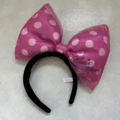 ディズニー　カチューシャ　ミニー　ビッグリボン　水玉　ピンク　ドット　ミニー