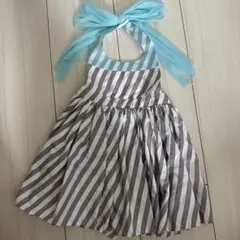 マールマール　お食事エプロン 水色リボン付き　80 90 ベビー服　女の子ベビー