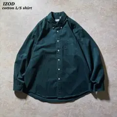 IZOD cotton L/S shirt古着グリーン当時物CBOY美品XL緑のサムネイル