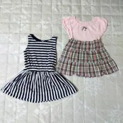夏用ワンピース2枚セット　90　ユニクロ　グローバルワーク　半袖　ノースリーブのサムネイル