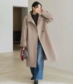 レディース　スタンドカラー　ロングコート