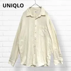 UNIQLO✨長袖 フランネルシャツ【Ｌ】ホワイト コットン100%