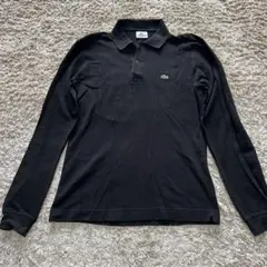 【美品✨️】ラコステ LACOSTE 長袖ポロシャツ 黒 ブラック 鹿の子 L