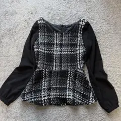 リエンダ rienda ツイード切替プルオーバー黒S 美品