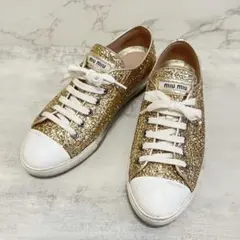 miu miu グリッター スニーカー ゴールド 37½ 24.5㎝のサムネイル