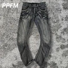 archive y2k PPFM バナナデニム　ギミック　ダメージ加工 S 00s PPFM ギミック バナナデニム archive Y2K 曲線ボンテージ - メルカリ