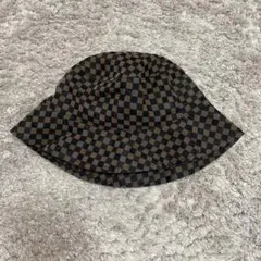 【HARE】チェック柄バケットハット 黒と茶色