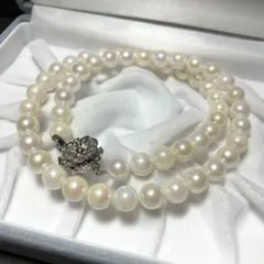 あこや真珠✨ 7.5-8mm パールネックレス 43㎝ Silver ホワイト