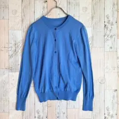 エヌドット　レディースニットカーディガン　コットン混　ブルー　M