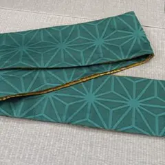 月末セール【美品】撫松庵　本麻　雪の結晶刺繍 半幅帯 リバーシブル 月末セール【美品】撫松庵 本麻 雪の結晶刺繍 半幅帯 リバーシブル