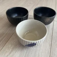 陶器製茶碗 3個セット 手描き模様