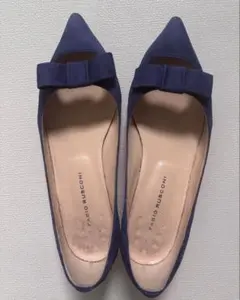Fabio Rusconi ネイビー リボン付きパンプス サイズ22.5