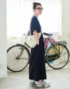 フリークスストア　Tシャツワンピース　黒　綿　コットン　ポケット　ロング