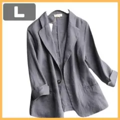 グレー　ジャケット テーラード 通勤 おしゃれ リネン カジュアル きれいめ