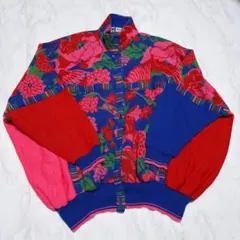 Kansai インターナショナル 花柄　ニット　カーディガン　レッド×ピンク