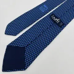 エルメス ネクタイ 総柄 ブルー ネイビー SILK 100%