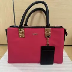 未使用】D.KELLY ハンドバッグ ピンク パスケース&ショルダー付き 