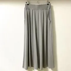 ワイドパンツ M グレー ガウチョパンツ ストレッチ 涼しい 秋 ゆったり