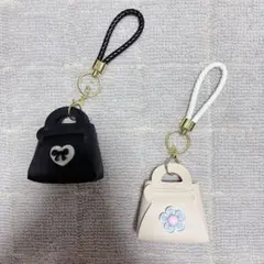 【クレーンゲーム】 ミニバッグ 合皮 黒 オフホワイト 2点セット 【ポーチ】