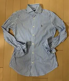 美品☆ラルフローレン　コットンストライプ長袖シャツ 2サイズ 7号【匿配送込】