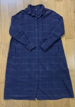 無印良品 ネルチェック長袖ワンピース M〜L 綿100% 秋冬春　厚手フランネル