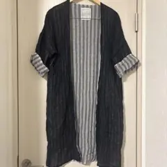 ビアズリー 蚊帳羽織 ストライプ 定価1.6万円 カーディガン ブラックのサムネイル