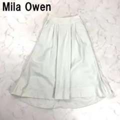 A7376 ミラオーウェン ロングスカート 綿 フレア 白 アイボリー １