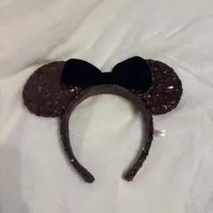 ミニー耳カチューシャ ブラウン スパンコール