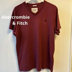 Abercrombie & Fitch XL バーガンディ VネックTシャツ