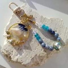 困難に立ち向かう☆ソーダライト×水晶×オーラ水晶×瑠璃×シェル貝チャーム
