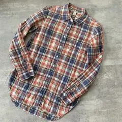L.L.Bean チェック柄 長袖シャツ XSリネン100