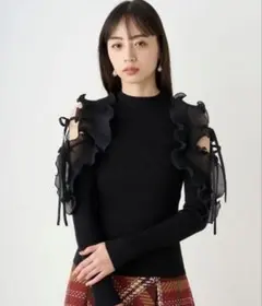 Snidel プリーツフリルドッキングニットプルオーバー
