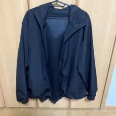 GU ブラック フード付きナイロンジャケット