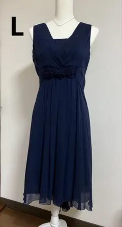 ONKYO ネイビー シフォン パーティードレス　L 結婚式　キャバ