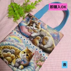 レース付きミニトートバック♥ハンドメイド♥ネコちゃん