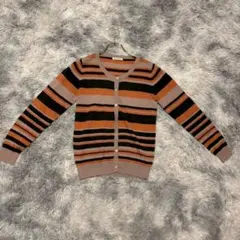 【テチチ】（M）ボーダー柄 カーディガン ウール使用 カジュアル クルーネック