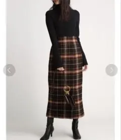 milaowen チェックタイトロングスカート ORG 0