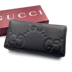 《未使用品》GUCCI グッチ ラウンドジップ ジャンボGG 黒系 739484のサムネイル