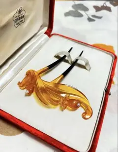 美品】かんざし 本べっ甲 透かし彫り 本真珠 ケース付 アンティーク 