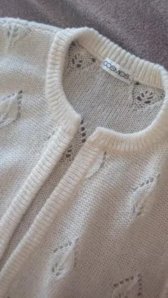 used  vintage knit 葉っぱ柄ベスト カーディガン