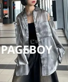 新品　PAGEBOY ページボーイ　2WAYグロッシー　シアーシャツ　シルバー