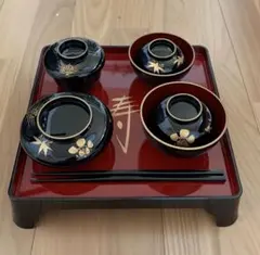 お食い初め用器セット（黒漆塗り）